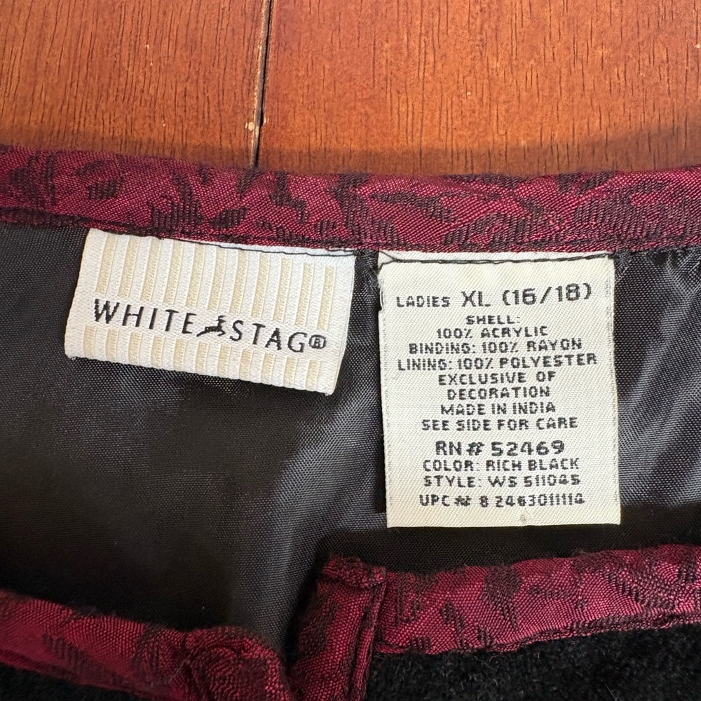 Vintage White Stag Women's Jacket Cardigan Womens XL Black Velvet Embroidered - Picture 7 of 16
